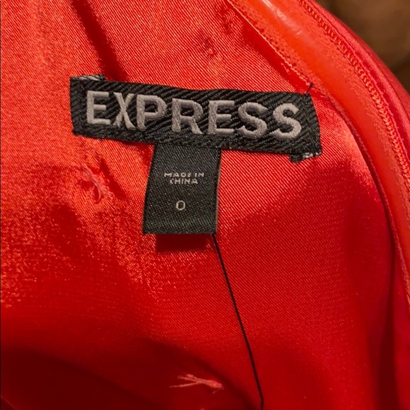 Express one shoulder coral satin pleated dress - Picture 3 of 5